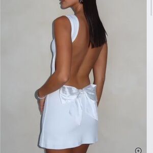 Tiger Mist White Backless Dress with Bow
